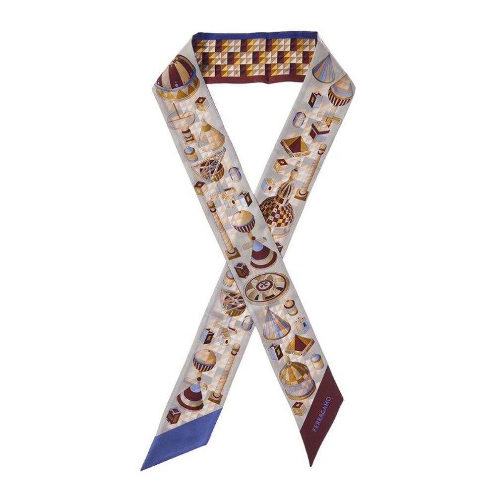 Ferragamo Silk Scarf, White